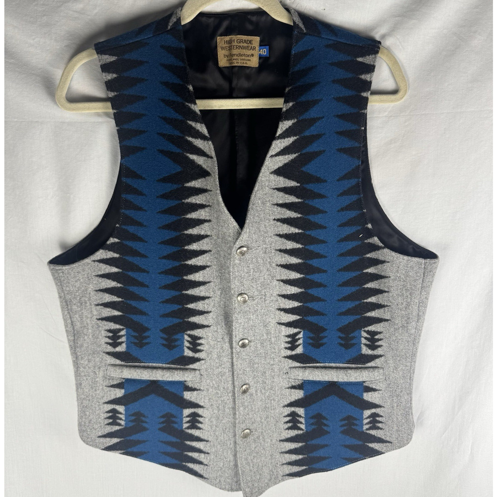 Vintage Pendleton Westernwear Wool Vest Aztec Southwestern Mens 40 Lined USA